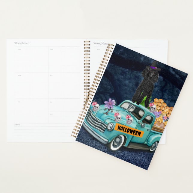 Poodle Chien Halloween Camion Effrayant nuit (Devant avec enveloppe)