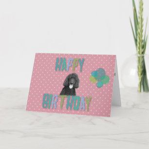 Poodle Chien Heureux Anniversaire Pink Polka Carte