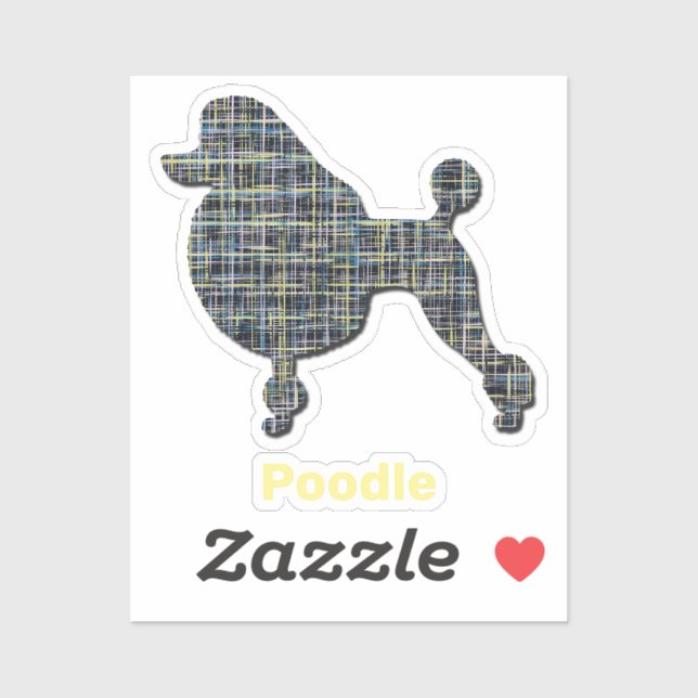 Poodle Chien Jaune & Grille Bleue Sticker Coupe Cl (Feuille)
