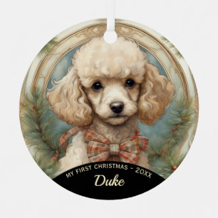 Poodle chiot premier ornement en métal de Noël