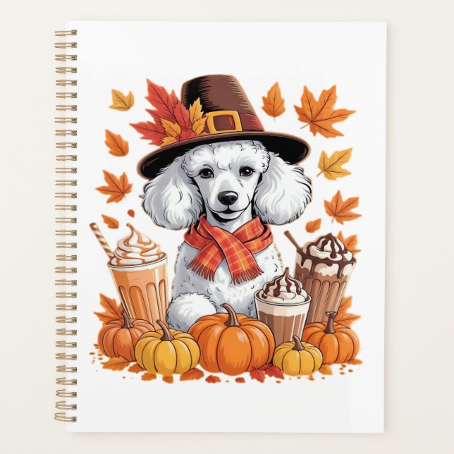 Poodle de Thanksgiving Boit du Café Feuilles d'Aut (Devant)