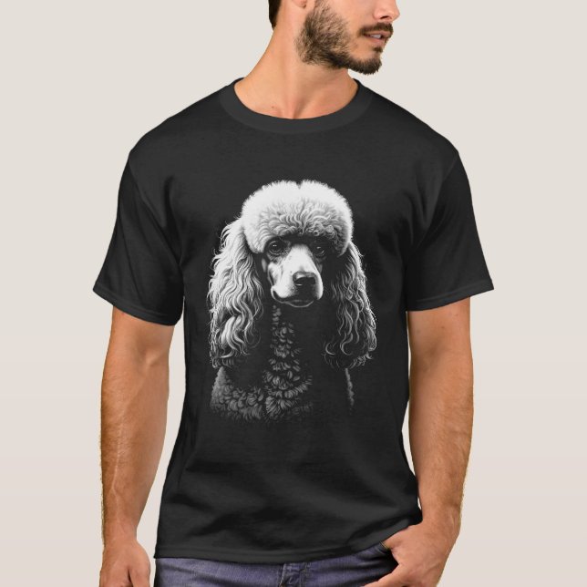 Poodle Dog Head Dark Art Black T-Shirt (Devant)
