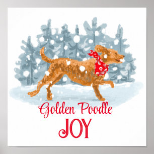 Poodle d'or Poster de vacances Happy dog aime la n