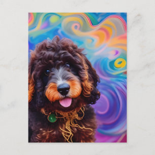 Poodle est entré dans la carte postale Spaghetti