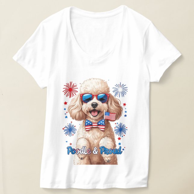 Poodle & Fier - T-shirt 4 juillet chien (Poser)