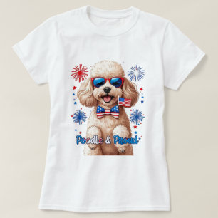 Poodle & Fier - T-shirt 4 juillet chien