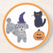 Poodle gris d'Halloween #2-2 Dessous de verre