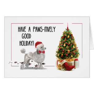 Poodle gris drôle Chien de Noël avec arbre