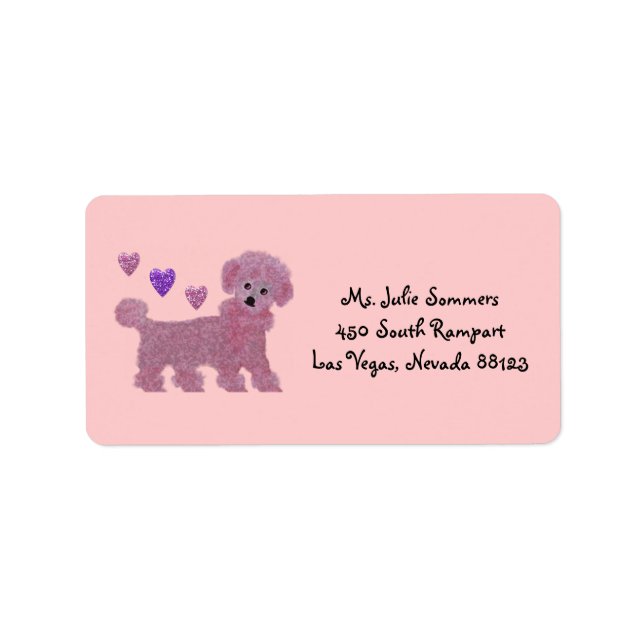 Poodle Heart Return Adresse Étiquettes (Devant)