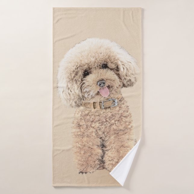 Poodle Miniature Toy Apricot Crème Chien Brown Art (Serviette de bain)
