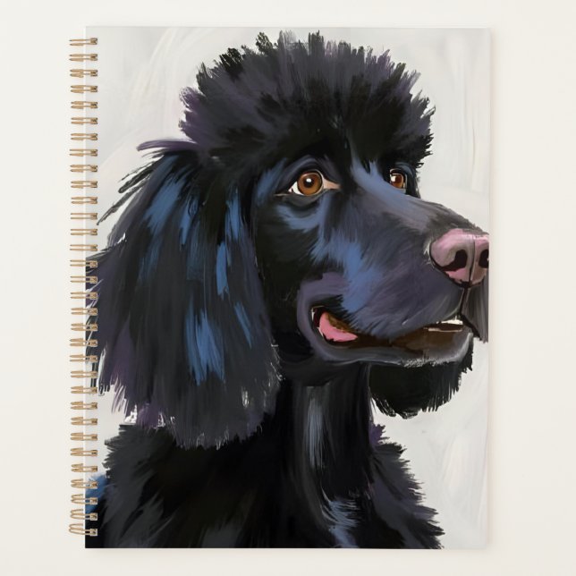 Poodle Noir | Peinture d'animaux à l'aquarelle de  (Devant)