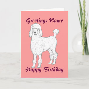 Poodle personnalisable carte d'anniversaire ajoute