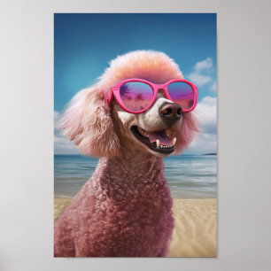 Poodle rose affiche du paradis tropical