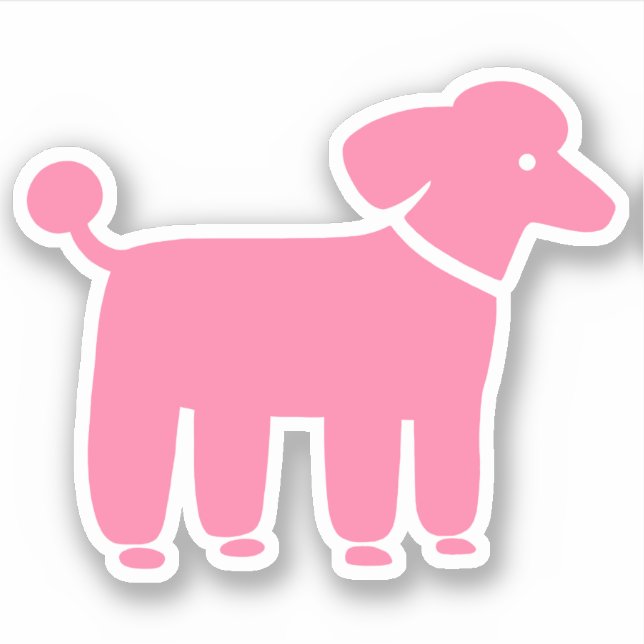 Poodle rose Chien Design mignon Sticker Vinyl (Devant)
