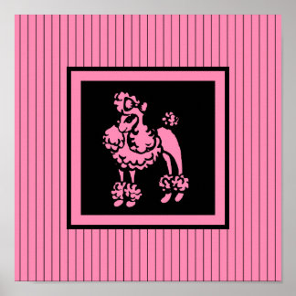 Poodle rose français rétro Poster Mur Art Cadeau