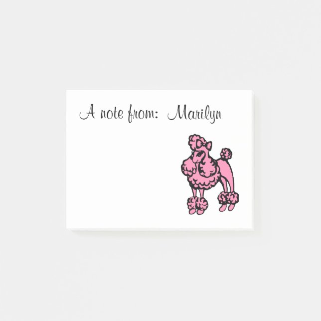 Poodle rose personnalisé Post-it Notes (Devant)