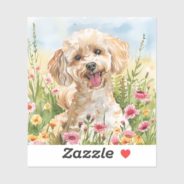 Poodle Sticker – Watercolor Design (Feuille)