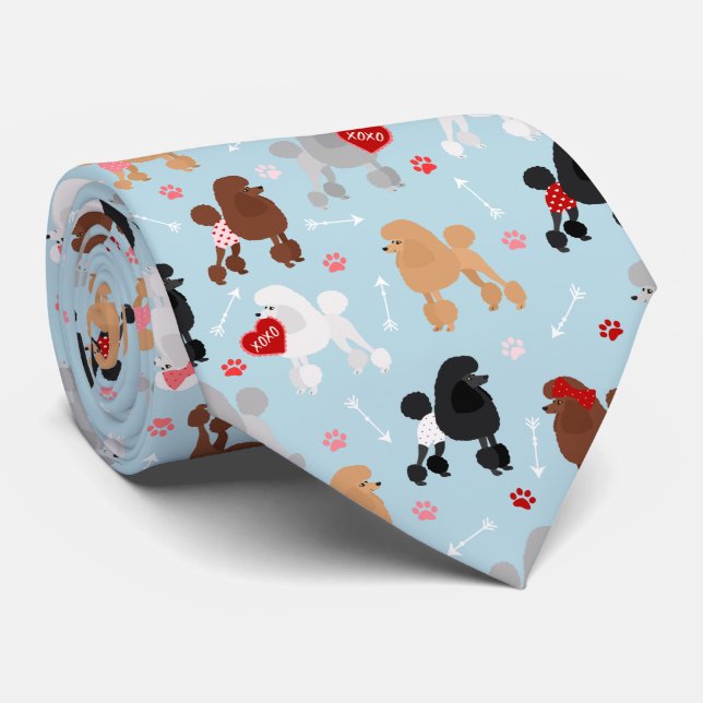 Poodle Valentine Motif Cravate (Roulé)