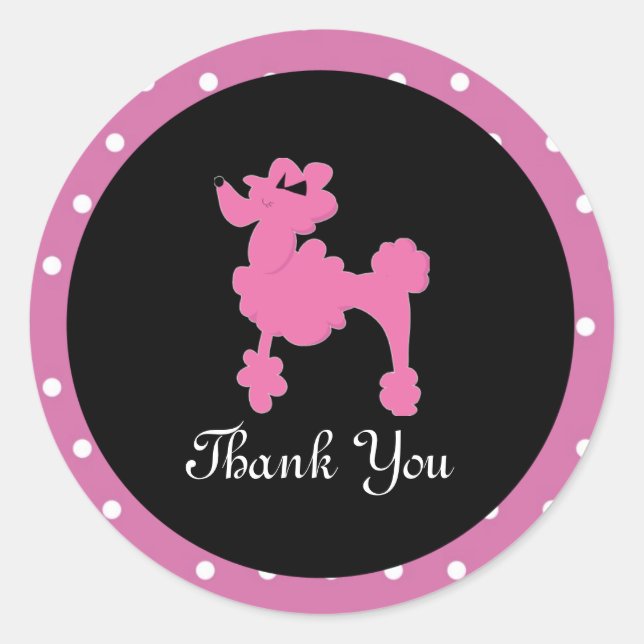 Poodles à Paris Sticker rond rose (Devant)