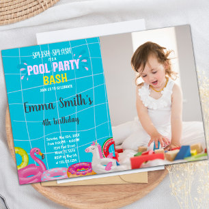 Pool Bassh Invitations d'anniversaire avec photo