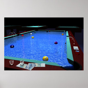"Pool" - Belle affiche de billard