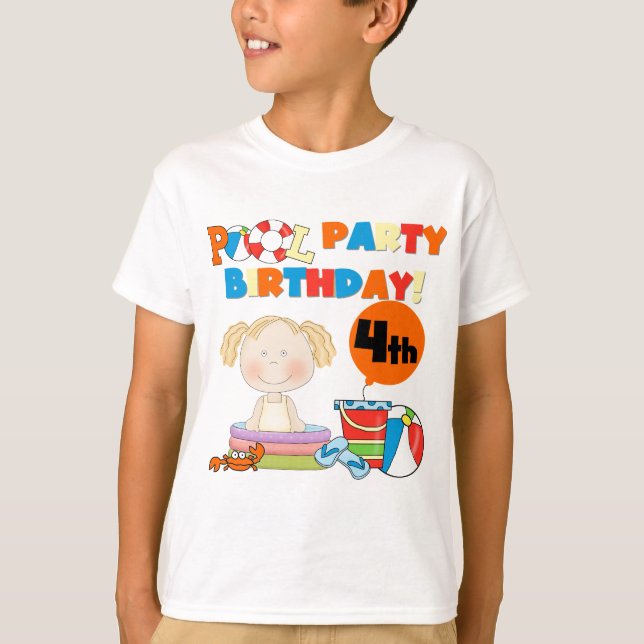 Pool Party 4th Birthday Tshirts et cadeaux (Devant)