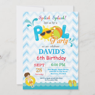 Pool Party Anniversaire Invitation Splish Splash B
