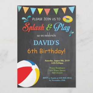 Pool Party Anniversaire Invitation Splish Splash B