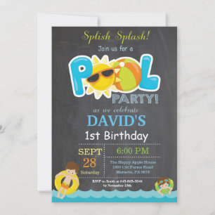 Pool Party Anniversaire Invitation Splish Splash B