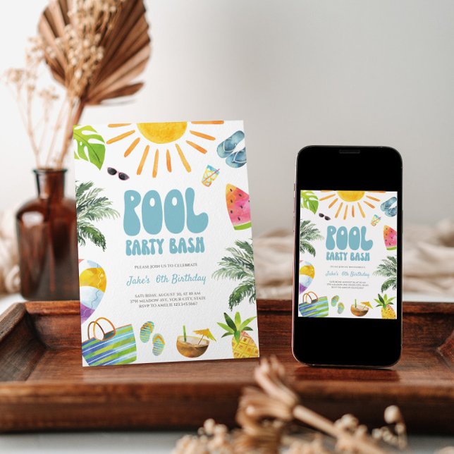 Pool Party Bash Invitation d'anniversaire (Créateur téléchargé)