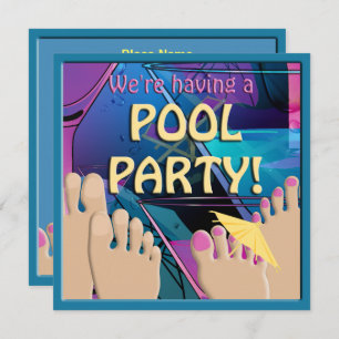 Pool Party Funny Feet Cocktail mignon Invitation
