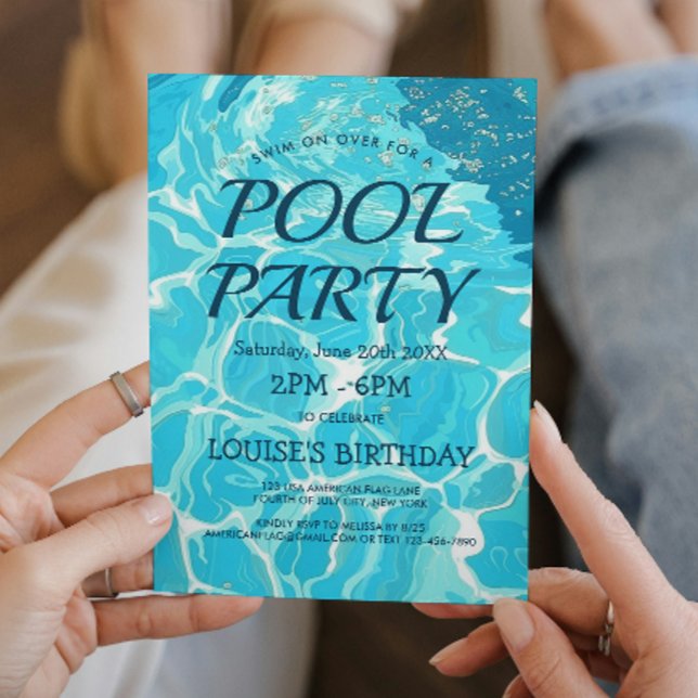 Pool Party I Light Blue Water Invitation (Créateur téléchargé)