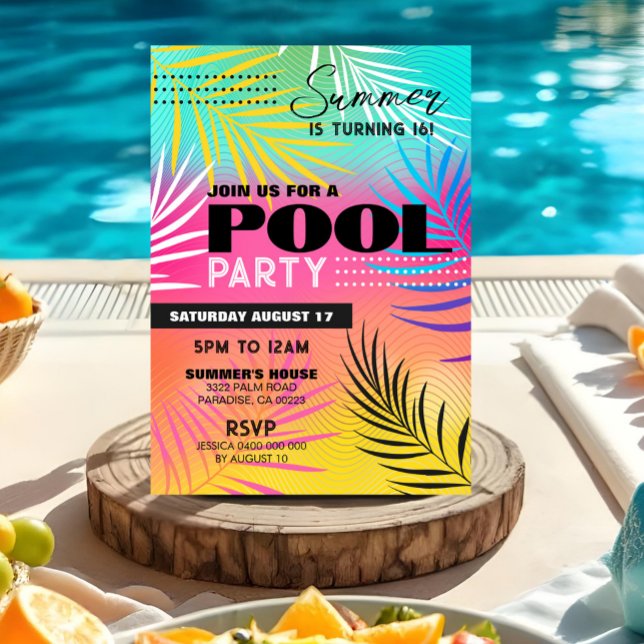 POOL PARTY Invitation Fille Ado Adulte Pool Party (POOL PARTY Invitation Girl Pool Party Invitation Editable Teen Girl Pool Party Birthday Invitation)