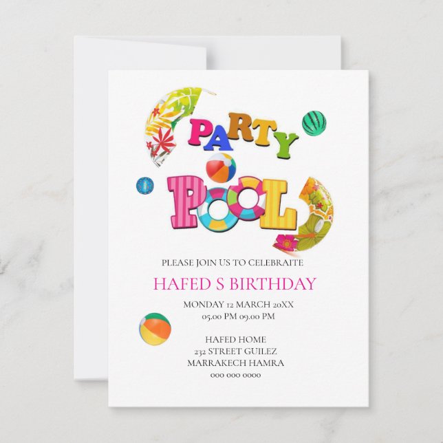 Pool Party Invitation Pool Party Anniversaire Invi (Devant)