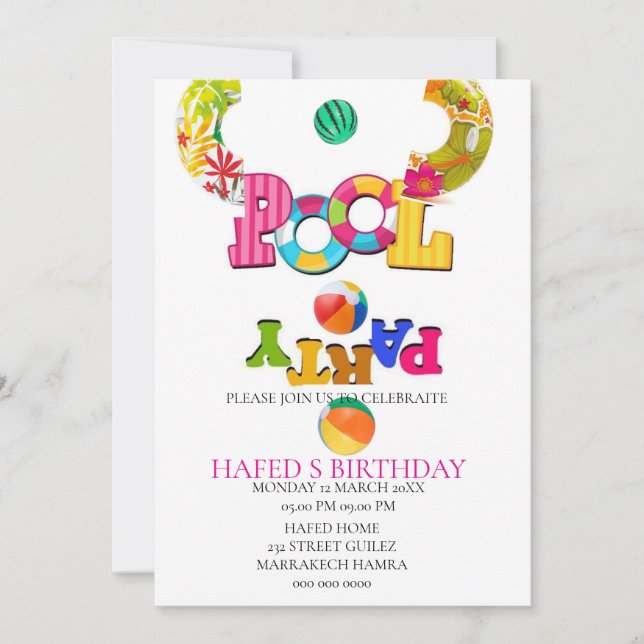 Pool Party Invitation Pool Party Anniversaire Invi (Devant)
