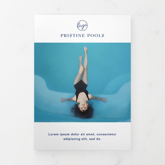 Pool Service Business Marine Blue Trifold Brochure (Page de couverture)