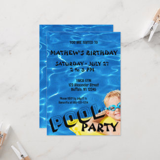 Pool Water Clear Pool Birthday Party Invitation