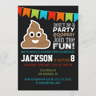 Poop Emoji Funny Boys Invitation à la fête d'anniv