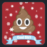 Poop Emoji Funny Christmas sticker<br><div class="desc">Solive fun with the world's favourite emoji. Time for some cool yule. Happy holidays.</div>