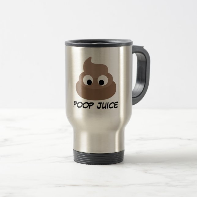 POOP JUS Drôle Café Voyage Mugs (Devant droit)