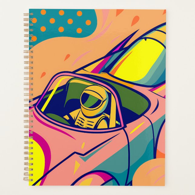 Pop Art Astronaut Driving Rocket Car (Devant)