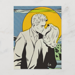 Pop art   Baiser en clair de lune   Carte postale