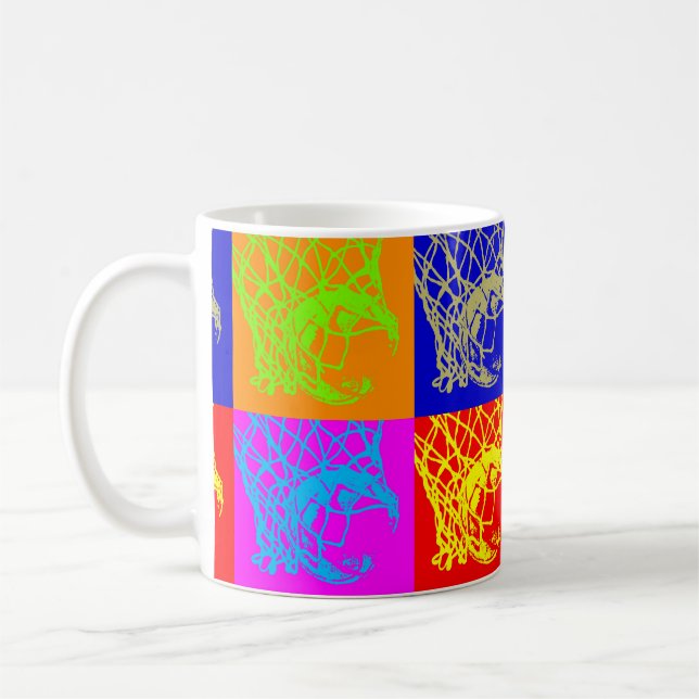 Pop Art Basketball Classique Blanc Café Mug (Gauche)