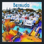 Pop Art Bermudes mur art<br><div class="desc">Pop Art 4544 OEuvre murale acrylique Bermudes Une belle photo de paysage du centre-ville de St. George Bermuda est transformée en une peinture murale colorée Pop Art. Par https://www.zazzle.com/store/celestesheffey</div>