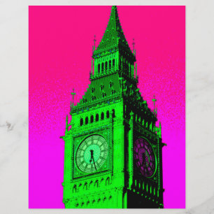 Pop Art Big Ben Londres Voyage rose Vert