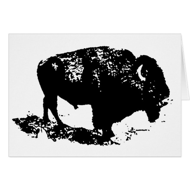 Pop Art Black White Buffalo Bison Silhouette (Devant horizontal)