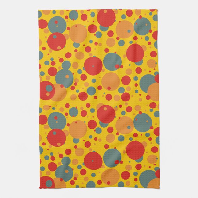 Pop Art Blue et Orange Circles Serviette de cuisin (Vertical)