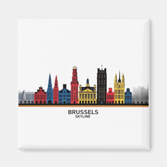 Pop-Art Brussels Skyline Magnet (Devant)