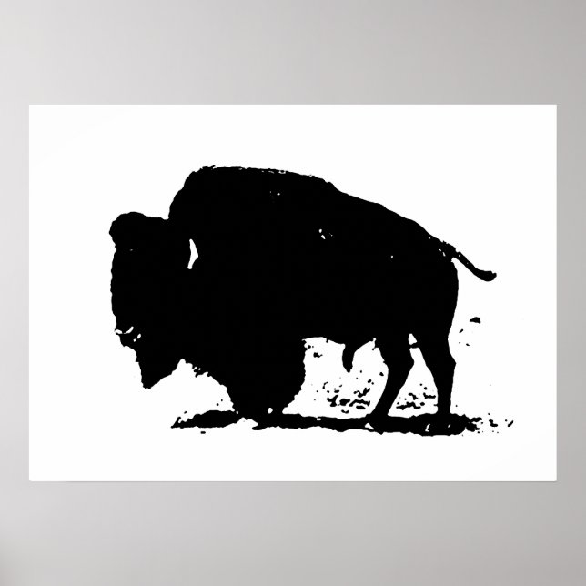 Pop Art Buffalo Bison Silhouette Poster (Devant)