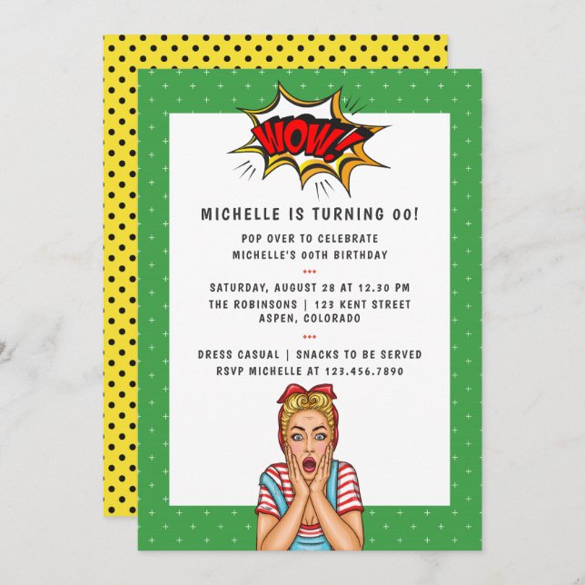 Pop Art Comic Anniversaire Fête Invitation (Devant / Derrière)